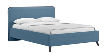 Кровать с механизмом Миа, 140 Bravo blue (светло-синий) / кант Лайт 10 Велюр (коричневый) + кроватное дно в Перми - предосмотр