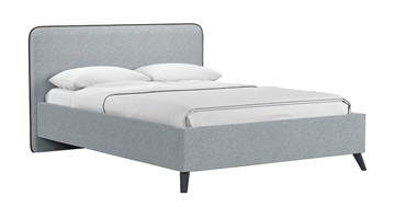 Кровать с механизмом Миа, 140 Bravo grey (серый) / кант Лайт 10 Велюр (коричневый) + кроватное дно в Перми