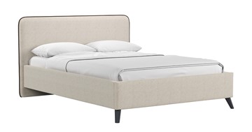 Кровать с механизмом 1.5-спальная Миа, 140 Bravo white (светло-бежевый) / кант Лайт 10 Велюр (коричневый) + кроватное дно в Перми