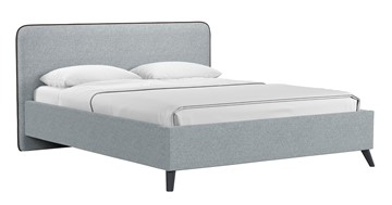 Кровать с механизмом Миа, 160 Bravo grey (серый) / кант Лайт 10 Велюр (коричневый) + кроватное дно в Перми