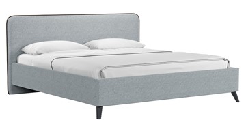 Кровать с механизмом двуспальная Миа, 180 Bravo grey (серый) / кант Лайт 10 Велюр (коричневый) + кроватное дно в Перми