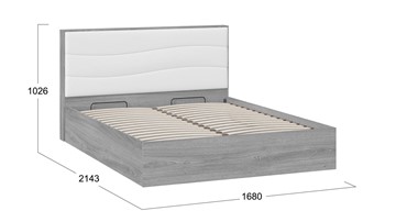 Двуспальная кровать с механизмом Миранда тип 1 (Дуб Гамильтон/Белый глянец) в Перми - предосмотр 1