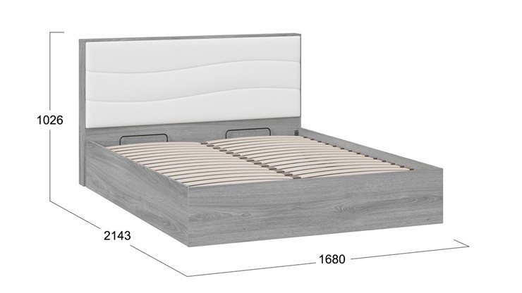 Двуспальная кровать с механизмом Миранда тип 1 (Дуб Гамильтон/Белый глянец) в Чайковском - изображение 1