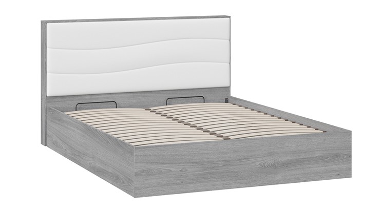 Двуспальная кровать с механизмом Миранда тип 1 (Дуб Гамильтон/Белый глянец) в Соликамске - изображение 2