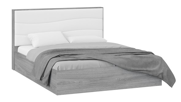 Двуспальная кровать с механизмом Миранда тип 1 (Дуб Гамильтон/Белый глянец) в Соликамске - изображение