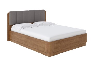 Кровать с подъемным механизмом Wood Home 2 160х200, Велюр (Антик (сосна) с брашированием/Лама Светло-серый) в Перми