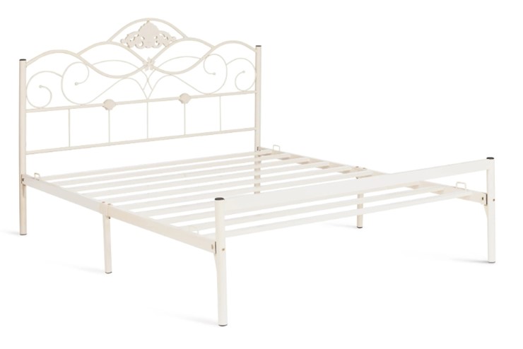 Кровать с основанием Federica (mod. AT-881) дерево гевея/металл, 160*200 (Queen bed), Белый (butter white) в Перми - изображение 1