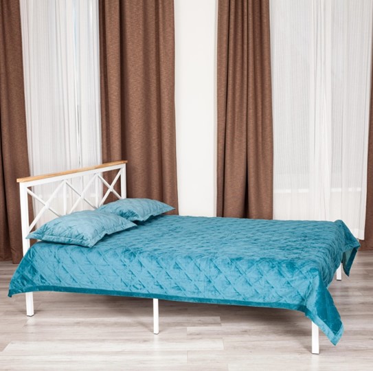 Кровать с основанием Iris (mod.9311) дерево гевея/металл, 160*200 см (Queen bed), Белый (White) в Перми - изображение 9