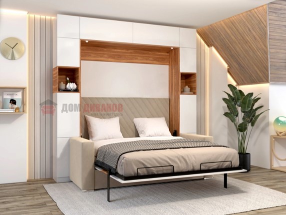 Кровать-шкаф с диваном Аделина 1600х2000 в Перми - изображение