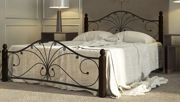 Кровать 2-спальная Фортуна 1, 1600, черный/шоколад в Березниках