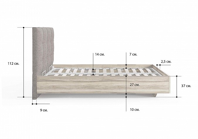 Кровать с подъемным механизмом Victoria (ясень анкор) 140х200 в Кунгуре - изображение 1
