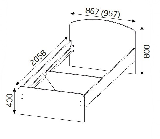 Кровать 800х2000 со средником и низкой ножной спинкой в Перми - изображение 1