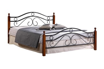 Кровать с основанием AT-803 дерево гевея/металл, 120*200 см (middle bed), красный дуб/черный в Перми - предосмотр