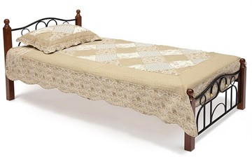 Спальная кровать AT-808 дерево гевея/металл, 90*200 см (Single bed), красный дуб/черный в Соликамске