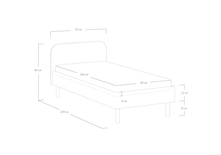 Односпальная кровать Hanna 90х200 с основанием (Багама серый) в Перми - изображение 5