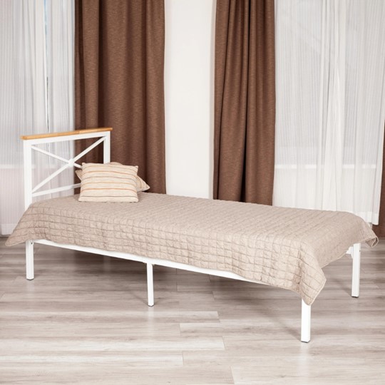 Кровать Iris (mod.9311) дерево гевея/металл, 90*200 см (Single bed), Белый (White) в Перми - изображение 8