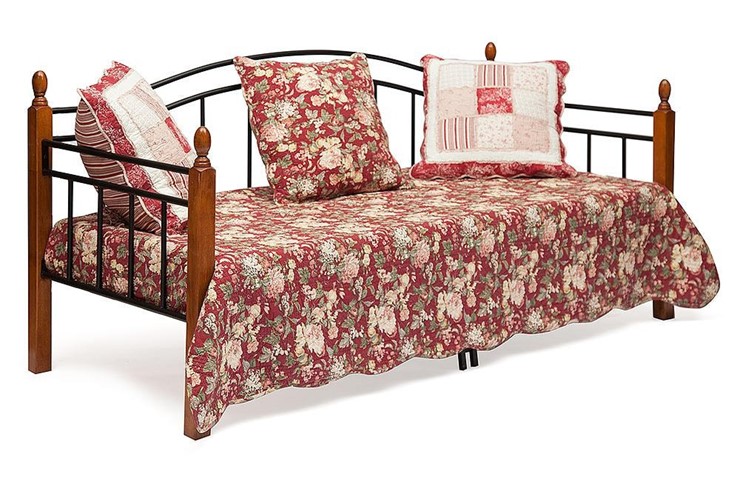 Спальная кровать LANDLER дерево гевея/металл, 90*200 см (Day bed), красный дуб/черный в Перми - изображение 1
