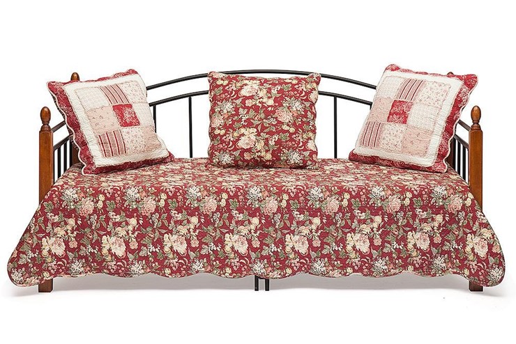 Спальная кровать LANDLER дерево гевея/металл, 90*200 см (Day bed), красный дуб/черный в Перми - изображение 3