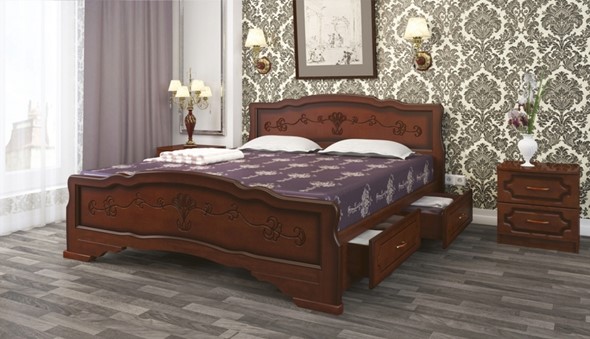 Кровать с выкатными ящиками Карина-6 (Орех) 180х200 в Чайковском - изображение