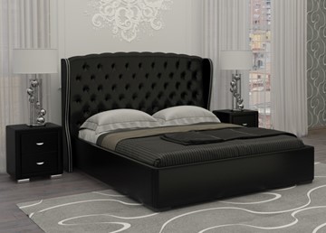 Кровать 2-спальная Dario Grace 140x200, Экокожа (Черный) в Перми