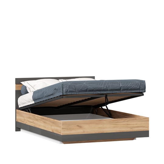 Спальная кровать Фиджи 1400 с подъемным механизмом ЛД 659.075, Дуб золотой/Антрацит в Перми - изображение 2
