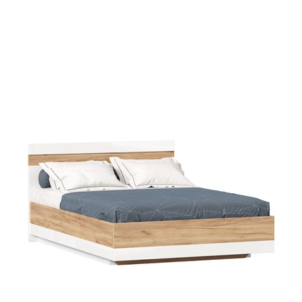 Кровать спальная Фиджи 1400 с подъемным механизмом ЛД 659.081, Дуб золотой/Белый в Перми - изображение
