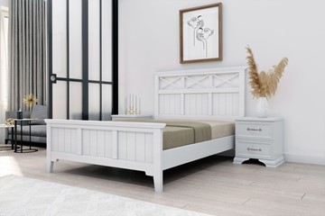 Кровать полутороспальная Грация-5 с белым карнизом (Белый Античный) 140х200 в Перми - предосмотр 1