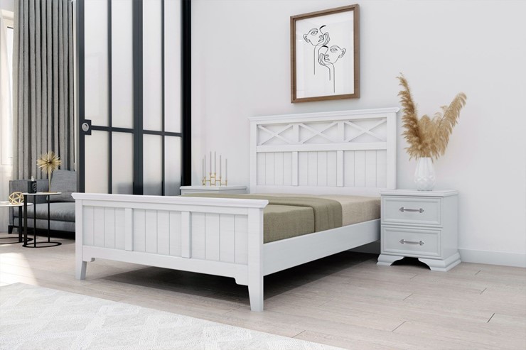 Кровать полутороспальная Грация-5 с белым карнизом (Белый Античный) 140х200 в Перми - изображение 1