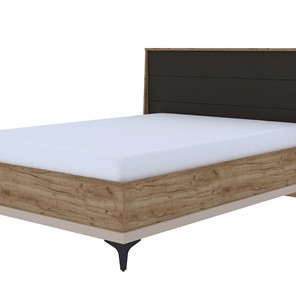 Полутороспальная кровать Кара 10 со стационарным основанием (1400) (Дуб Табачный Craft/Велюр) в Березниках