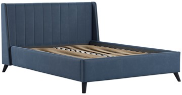 Кровать полутороспальная Мелисса 140, арт. Тори 83 велюр (серо-синий) + кроватное дно в Перми - предосмотр 2