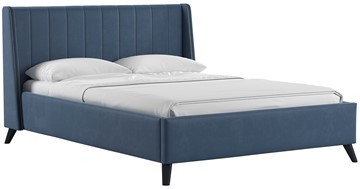 Кровать полутороспальная Мелисса 140, арт. Тори 83 велюр (серо-синий) + кроватное дно в Перми - предосмотр