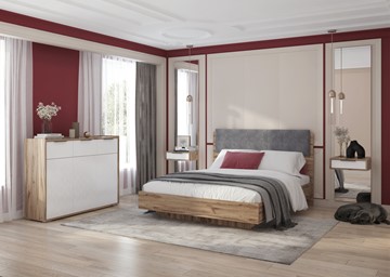 Кровать 1.5-спальная Николь (мод.1.1) 1,4 серый текстиль, с ортопедическим основанием в Березниках - предосмотр 1