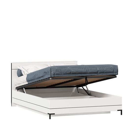 Спальная кровать Норд 1400 ЛД 677.140.000.019 с подъемным механизмом, Белый/Черный в Перми - изображение 2