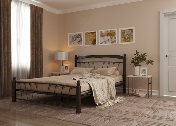 Кровать полутороспальная Муза 1, 1400, черный/шоколад в Перми - изображение