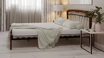 Спальная кровать Муза 4 Лайт, 1600, черный/махагон в Перми