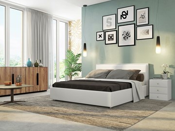 Двуспальная кровать Нэнси 180х200 с основанием, Ideal 301.кож.зам в Перми