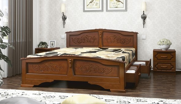 Кровать с выкатными ящиками Елена (Орех) 140х200 в Перми - изображение