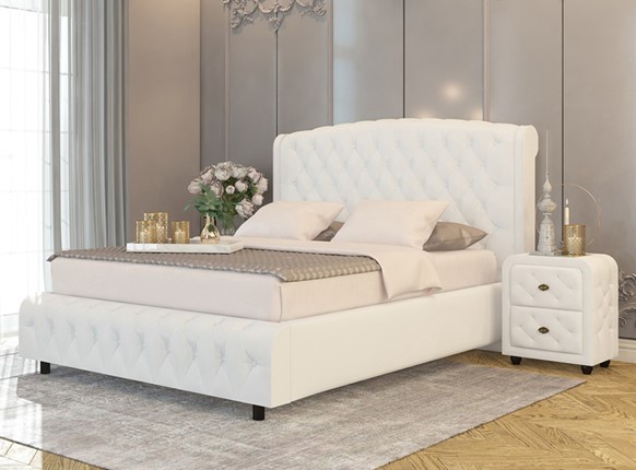 Кровать Salvatore Grand 140x200, Экокожа (Белый) в Перми - изображение