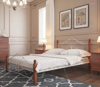 Спальная кровать Фортуна 1, 1600, белый/махагон в Перми - предосмотр