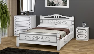 Кровать с выкатными ящиками Карина-5 (Белый Жемчуг) 90х200 в Перми - предосмотр