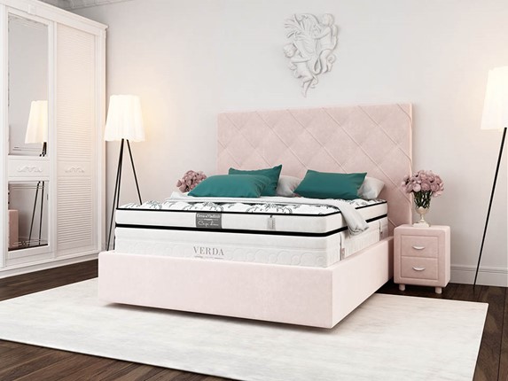 Кровать в спальню Style Compact/Island M 180х200, Флок (Велсофт Винтажный розовый) в Перми - изображение