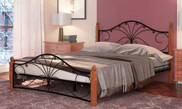 Полуторная кровать Фортуна 1, 1200, черный/махагон в Перми - изображение