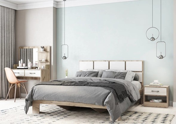 Мебель для спальни Соната №1 Дуб Крафт Серый - Дуб Крафт Белый в Соликамске - изображение