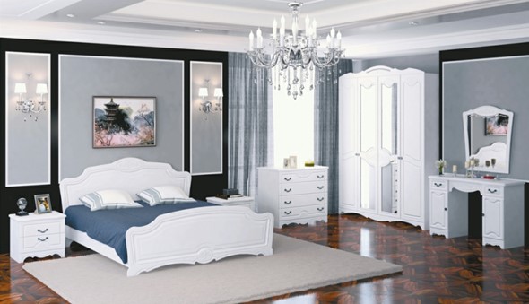 Гарнитур в спальню Лотос (Лак-Белый Жемчуг) в Перми - изображение