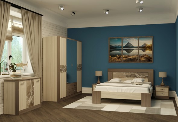 Модульная спальня Николь №2 (Ясень Шимо светлый/Ясень Шимо темный) в Перми - изображение