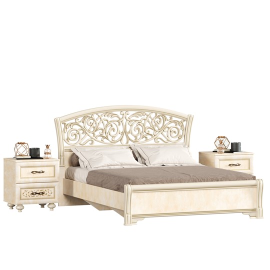Модульная спальня Александрия, кровать, 2 тумбочки, Ленто в Перми - изображение