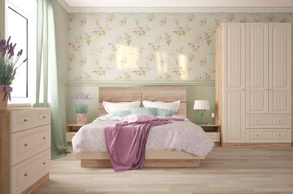 Спальня Богуслава, дуб баррик светлый/крем брюле в Перми - изображение