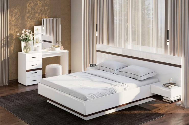 Гарнитур спальный Соло, белый/белый глянец/венге в Кунгуре - изображение