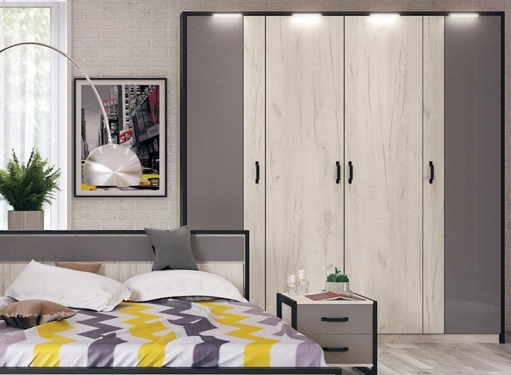 Модульная спальня Техно №4 Дуб крафт белый/Серый шифер в Перми - изображение 4