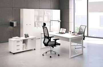 Офисный набор мебели А4 (металлокаркас QUATTRO) белый премиум / металлокаркас белый в Перми - предосмотр 1